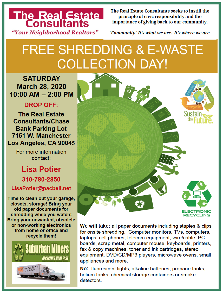 Free Shredding and EWaste Collection Day The Real Estate Consultants